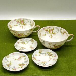 Haviland & Co. Limoges France Porcelain - 2 Cups & 3 Small Plates